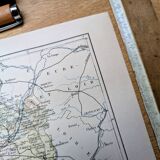 Imprimée en 1889, carte de la Sarthe. Authentique Vintage