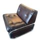 Beka-france convertible armchair in brown leather – chrome structure – 1970s