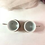 Set two porcelain cups and silver metal support