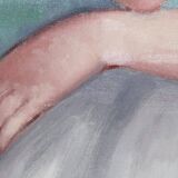 Tableau Huile Ancien Portrait Jeune Femme 20ème Siècle