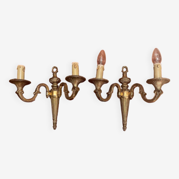 Pair of empire style bronze wall lights designed by Péris Andreu