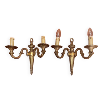 Pair of empire style bronze wall lights designed by Péris Andreu