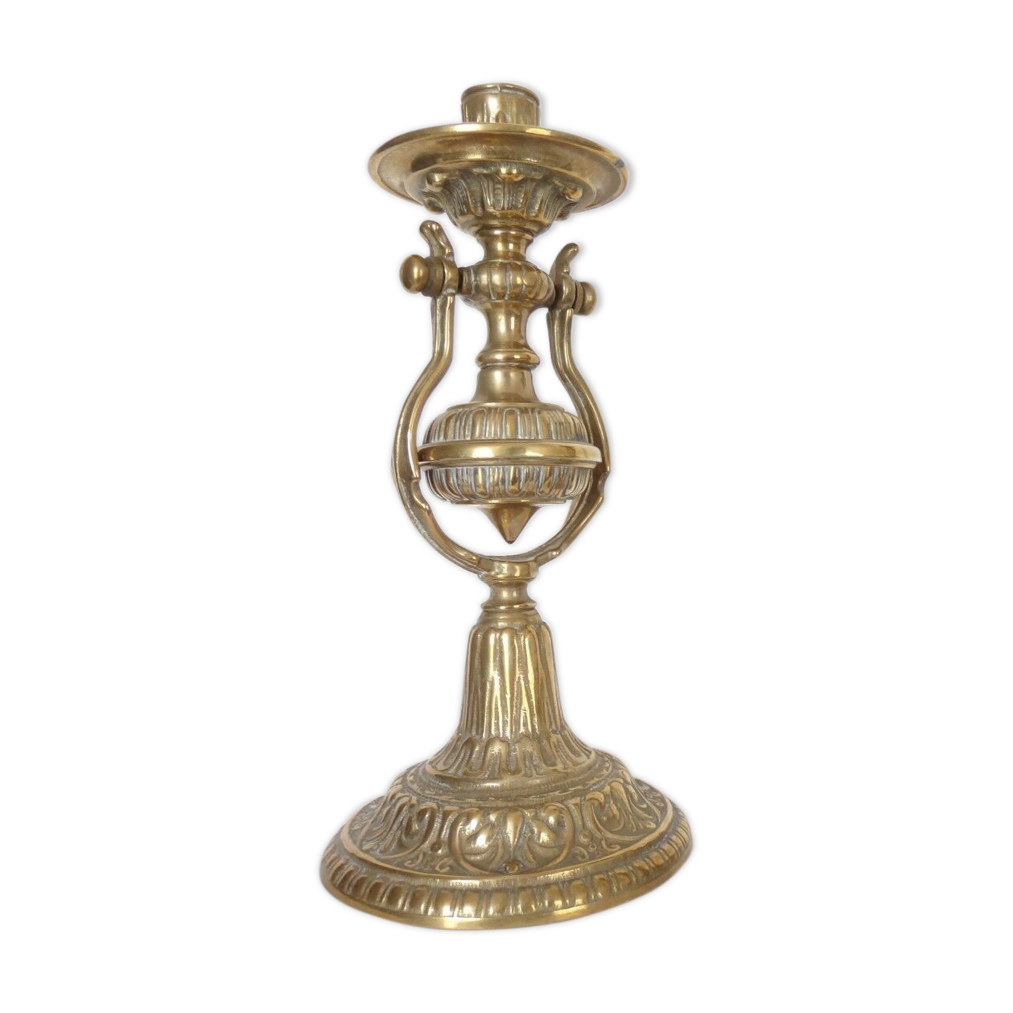 Former pair of gilded bronze candlesticks for boat around 1940