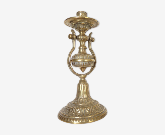 Ancienne paire de bougeoirs en bronze doré pour bateau vers 1940