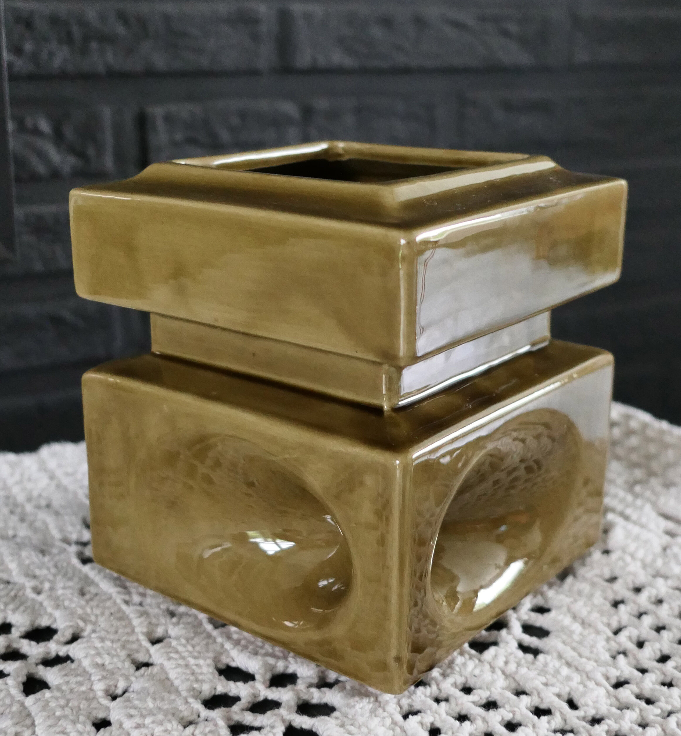 Modernist ceramics 1960s olive green