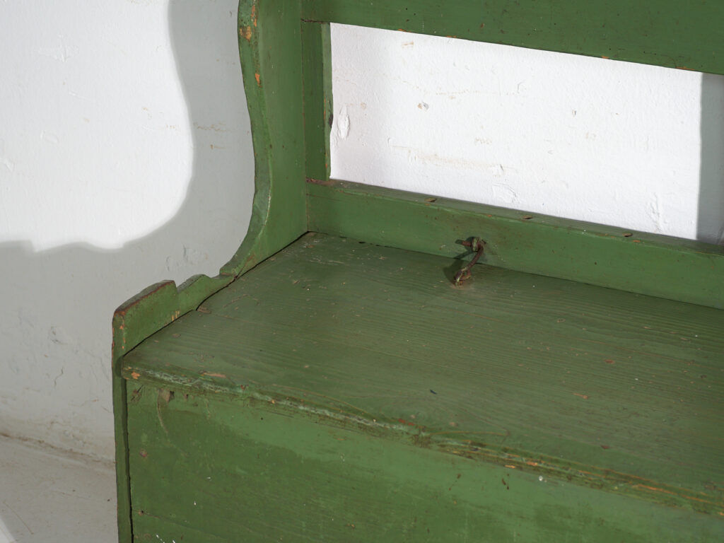 Antique painted pine bank safe – Central Europe, around 1900