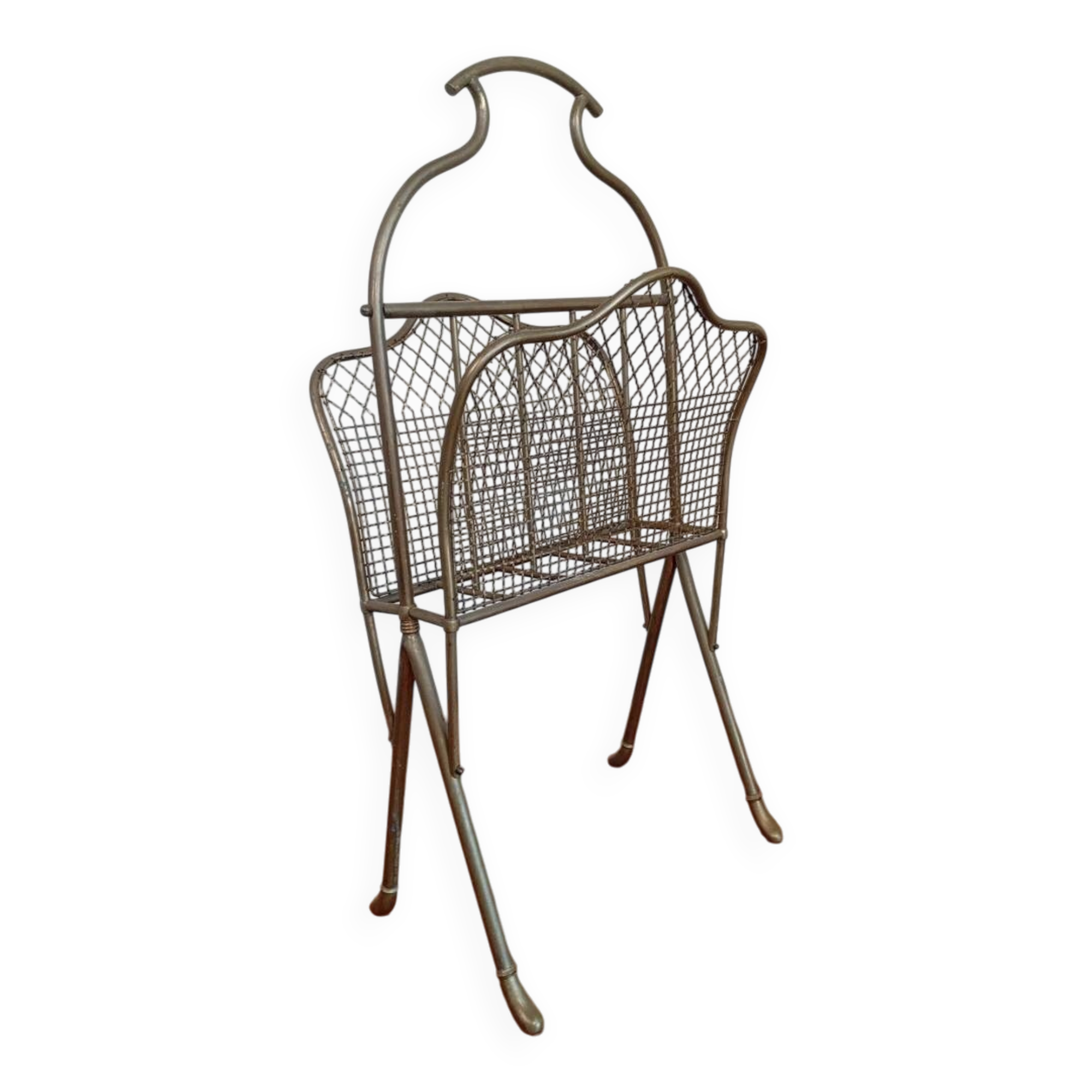 Brass magazine rack in neo-classical style, 20th century.