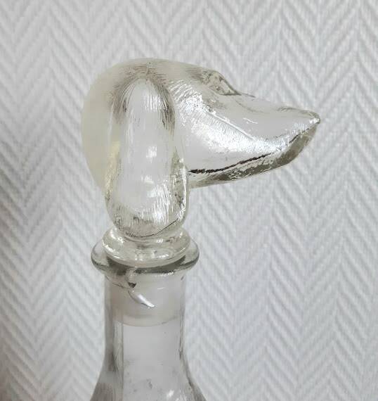 Dachshund dog carafe, Empoli glass, Italy 1960