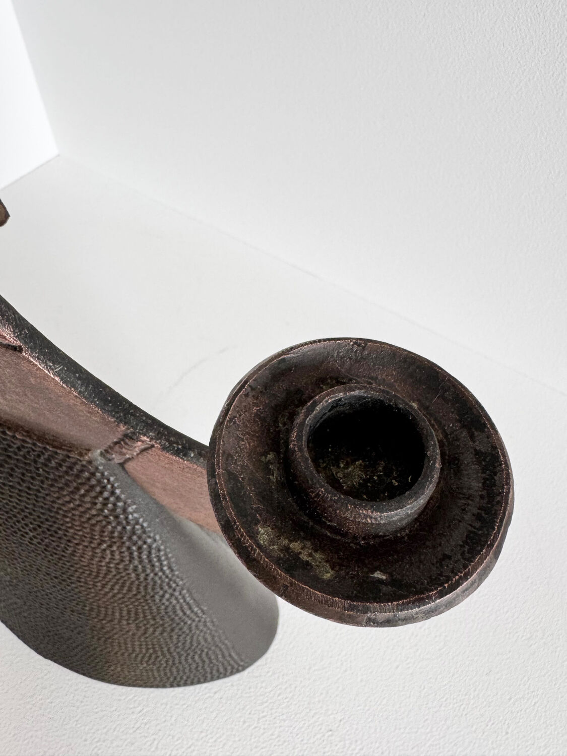 Vintage Modernist Bjorn Wiinblad Style Copper Figural Lady Dress Candl