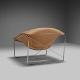 Leather and chrome Olivier Mourgue Cubique chair by Airborne, France 1968
