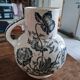 Toilette pot in ironstone Longchamp Blue-grey Poppies Late 19th century