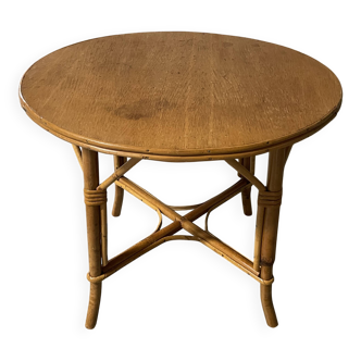 Table basse en rotin années 60
