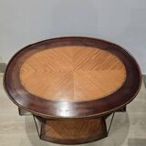 Folding tea table in marquetry wood - removable top