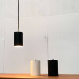 Minimalist cylindrical pendant light from the mid-century in metal by Eila & John Meiling for Louis Poulsen, set of 3.