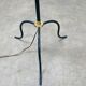 1950s tripod floor lamp, brass and black metal