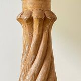 Vintage lamp carved wood and fabric