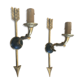 Pair of brass empire-style arrow wall light