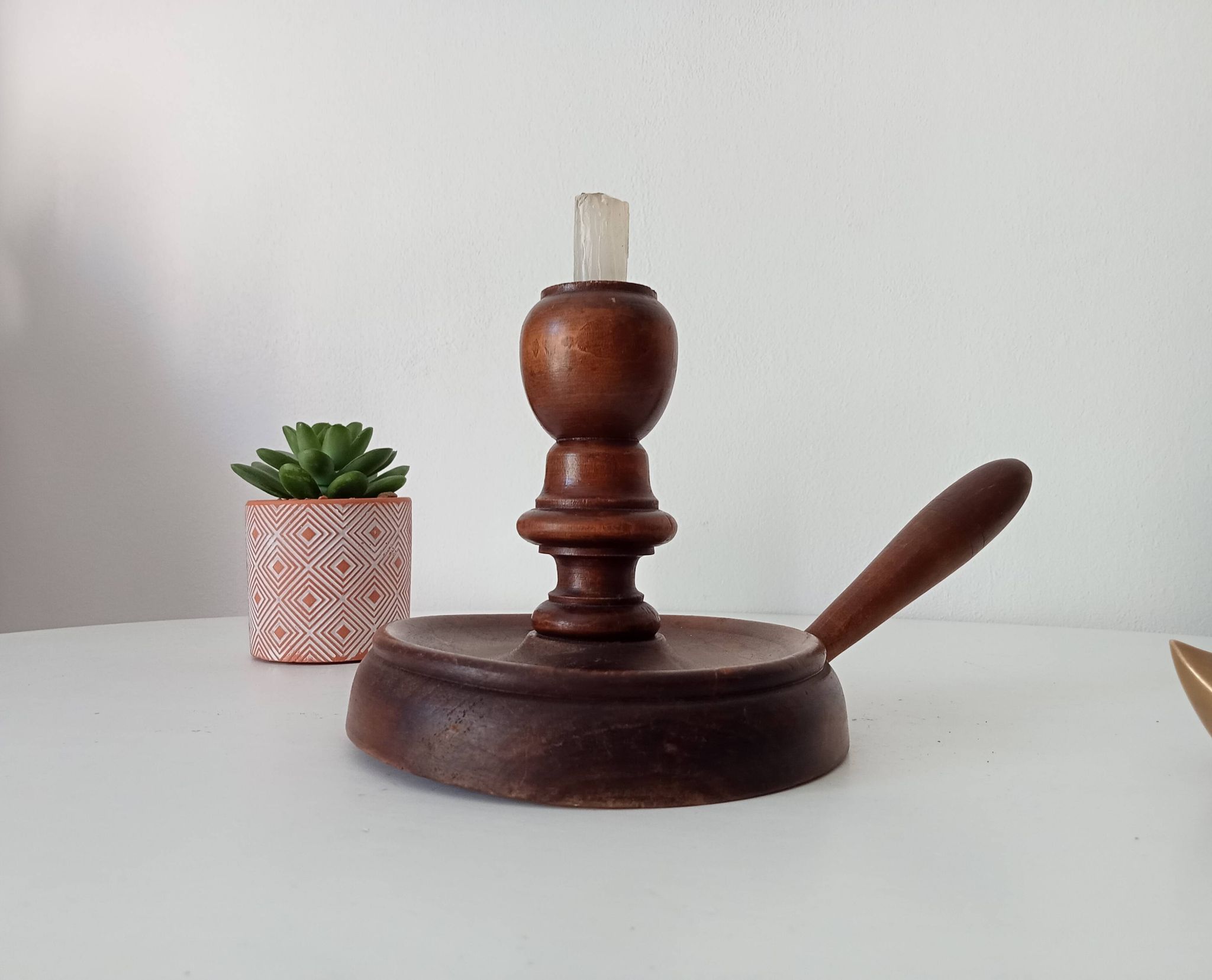Antique wooden hand candle holder, 19th century