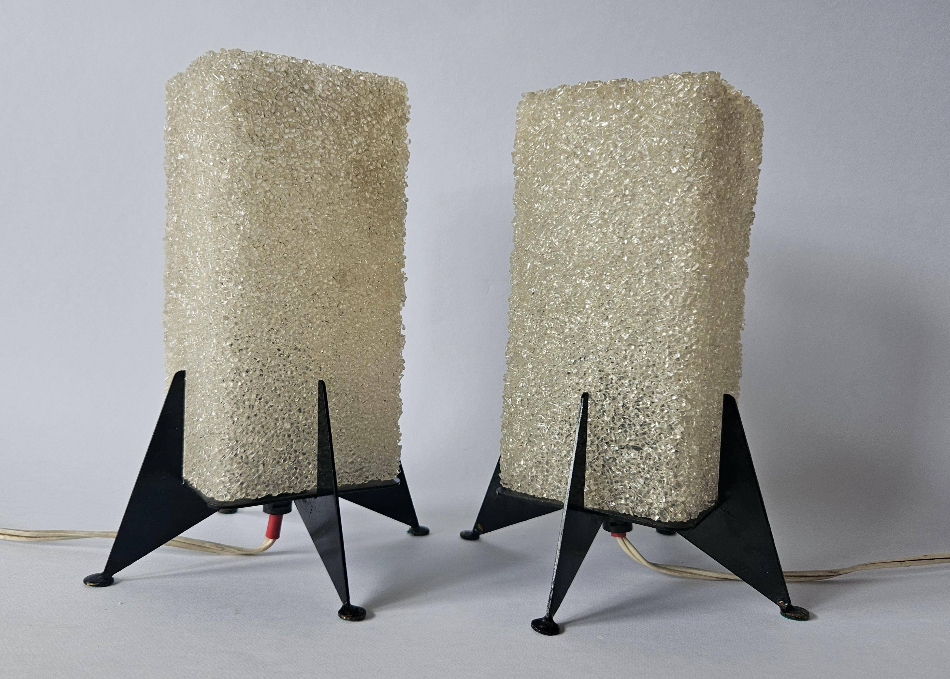 Paire de lampes de table rares des années 1970 Pokrok Zilina, Rocket.