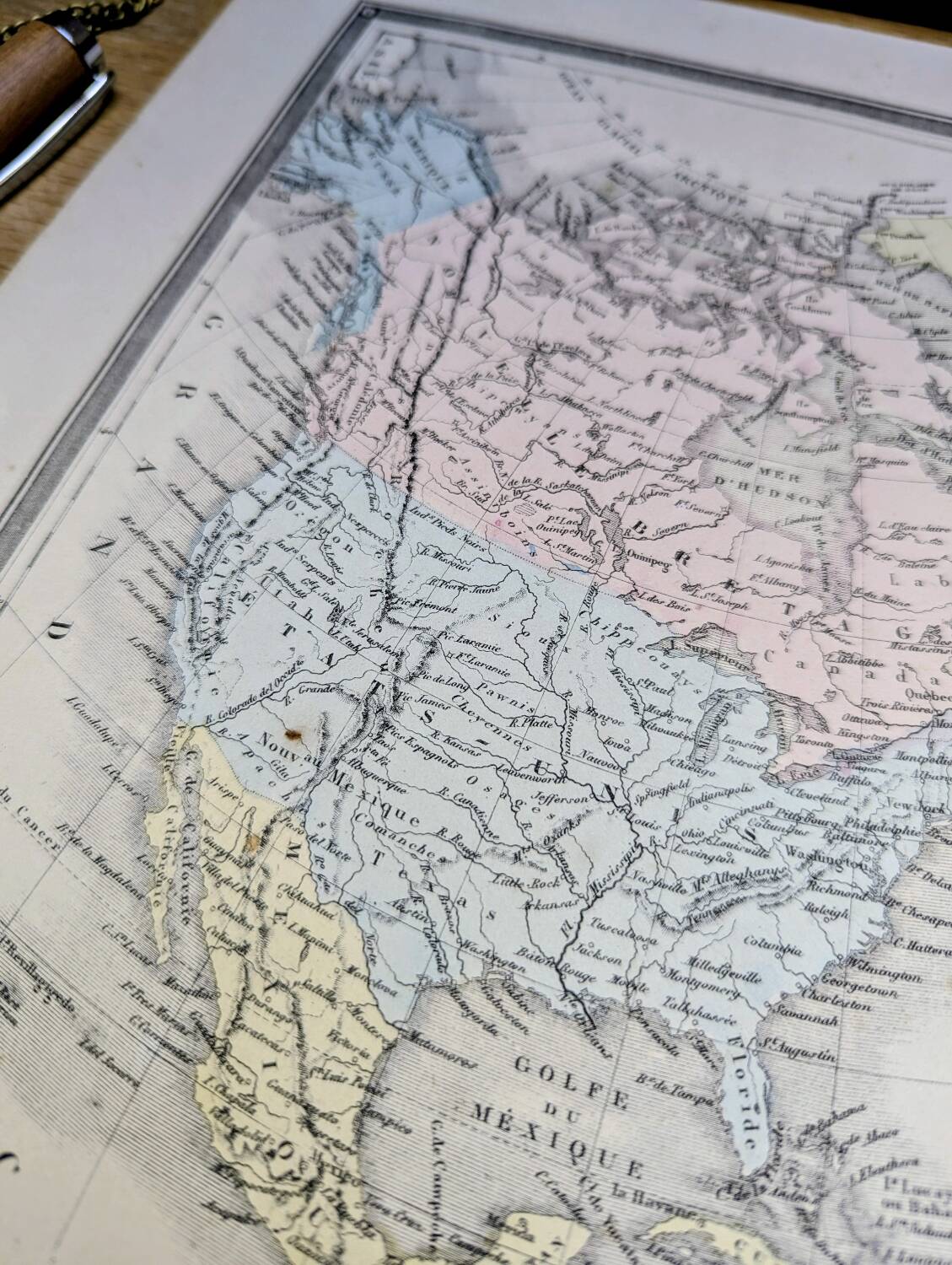 North America, old map, printed in 1852.