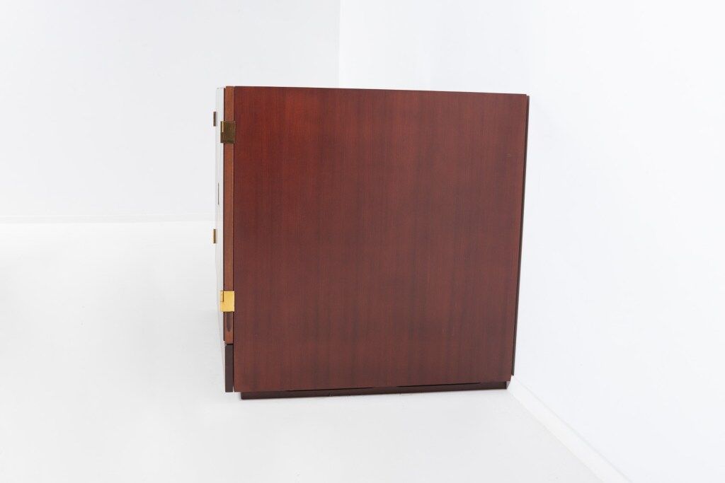 Vintage bar cabinet with brass markings