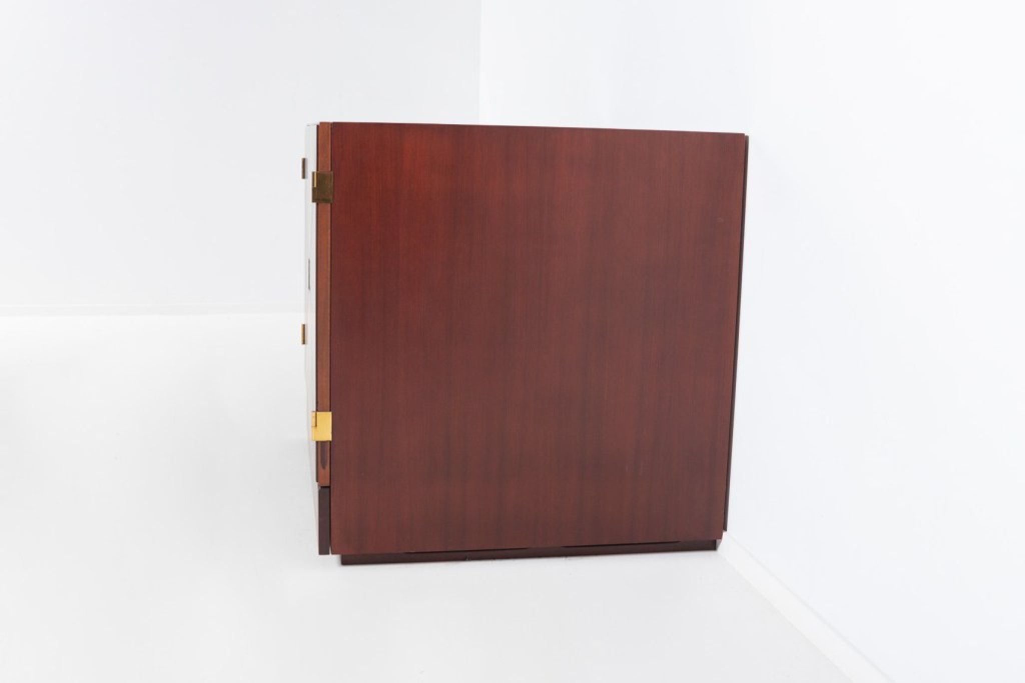 Vintage bar cabinet with brass markings