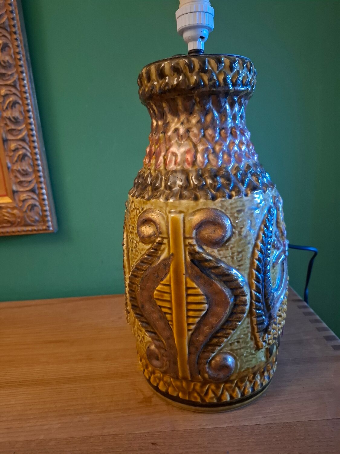 60'S keramik lamp, peacock decor