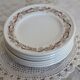 6 vintage porcelain dessert plates with brown ivy border