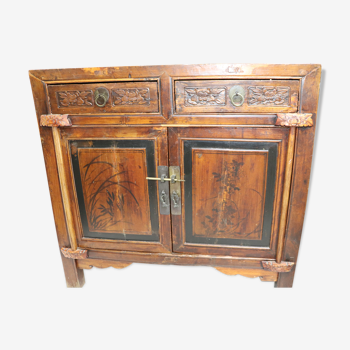 Chinese sideboard in softwood period 1900 doors + 2 drawers