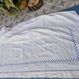 Old linen sheet with return - EP monogram & large handmade openwork - 2