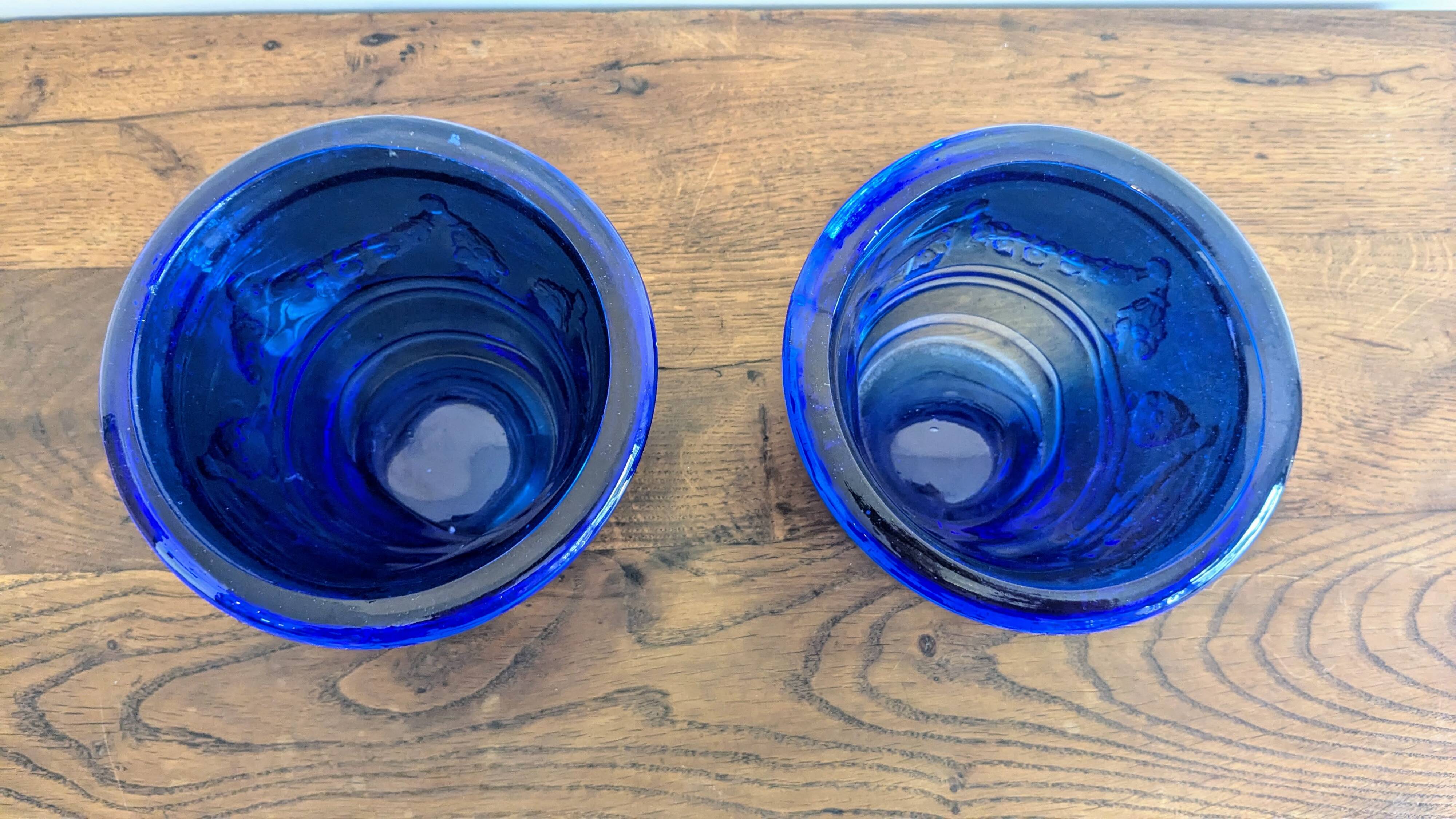 Blue Blown Glass Plant Pots – Elegant Handcrafted Pair