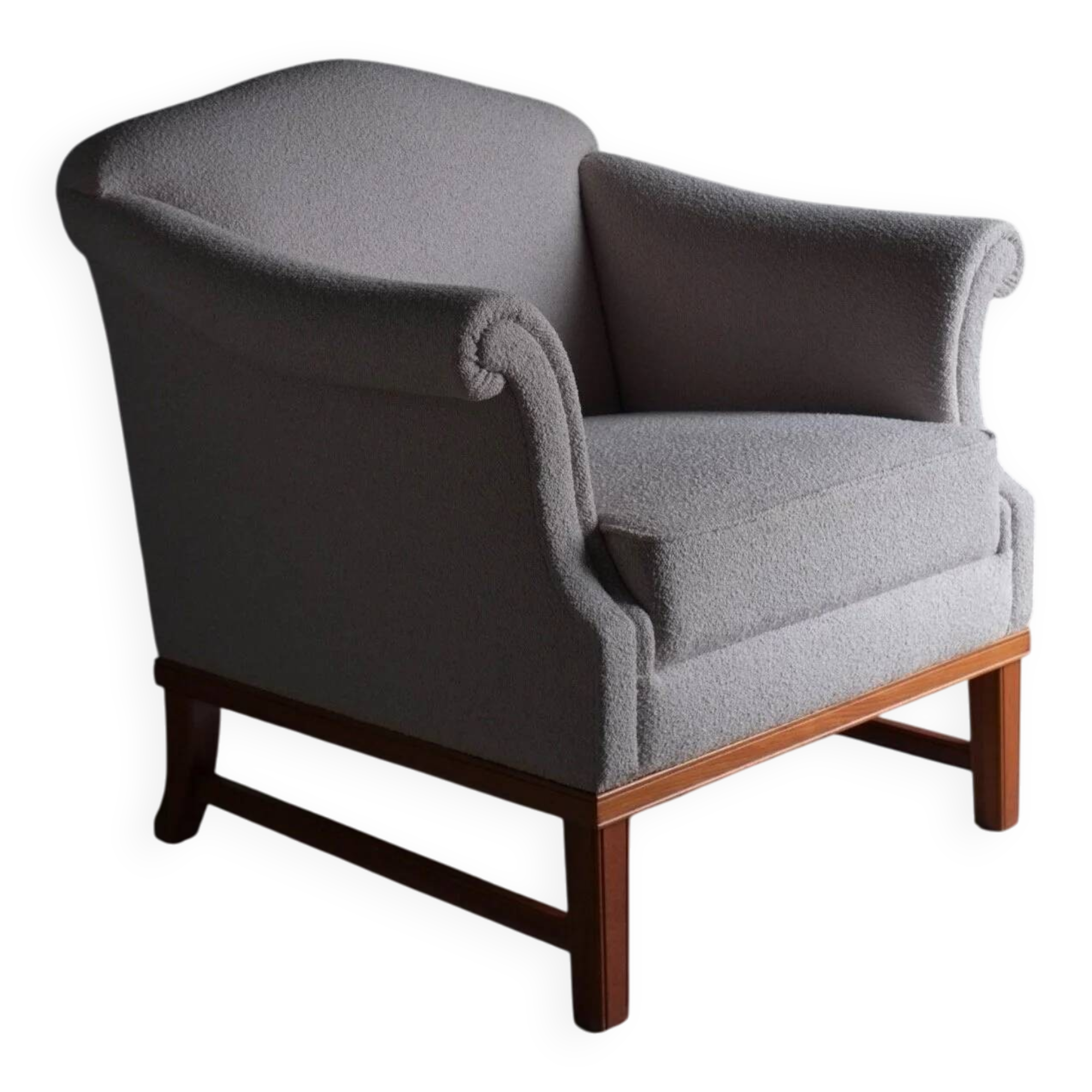 Grey boucle lounge chair | Sweden | 1940s