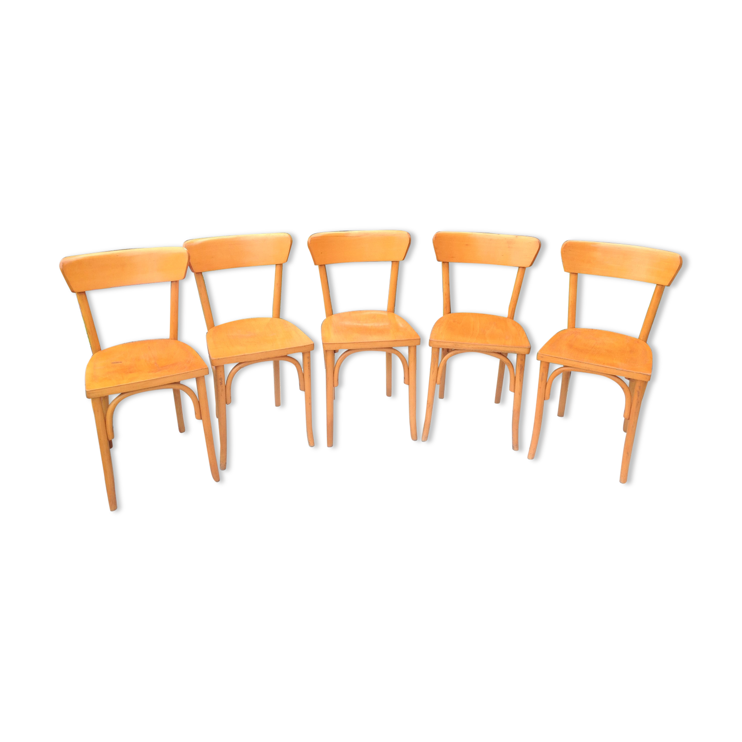 Suite of five bistro chairs feet with hoops / vintage 50s-60s