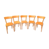 Suite of five bistro chairs feet with hoops / vintage 50s-60s