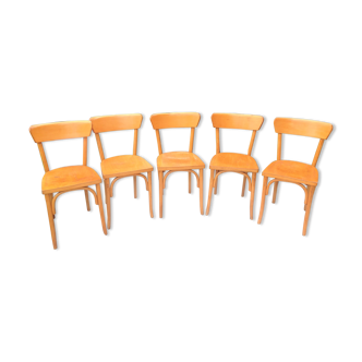 Suite of five bistro chairs feet with hoops / vintage 50s-60s