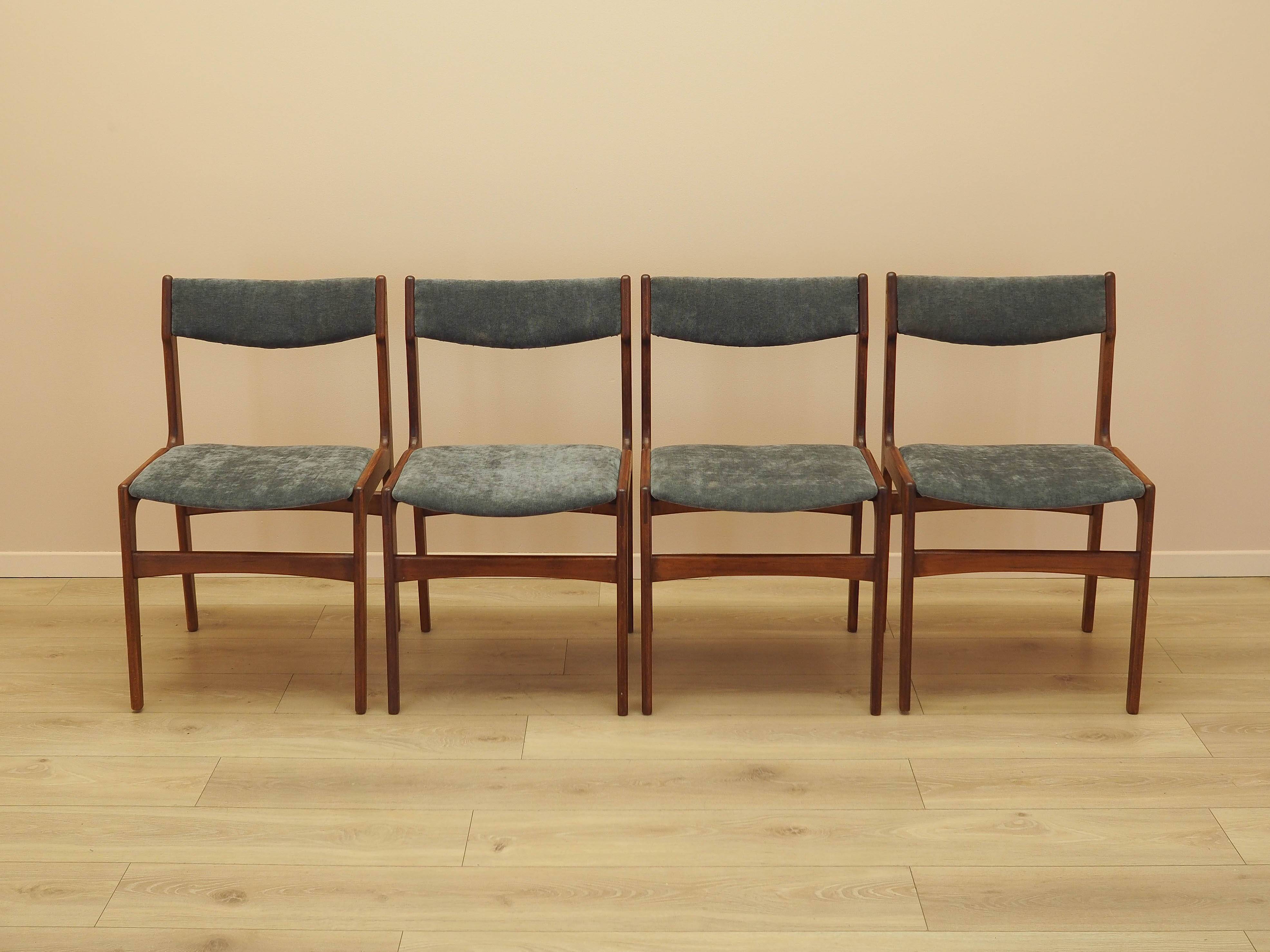 Set of four teak chairs, Danish design, 1970s, made in Denmark
