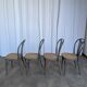 Set of 4 Vintage Gray Thonet Style Dining Chairs with Cane Seat