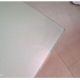 Coffee table in frosted glass and chrome metal