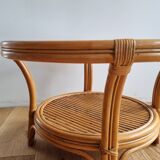 Table basse rotin et verre
