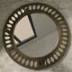 Round Indian wall mirror, hammered brass, vintage, 1960s/70s