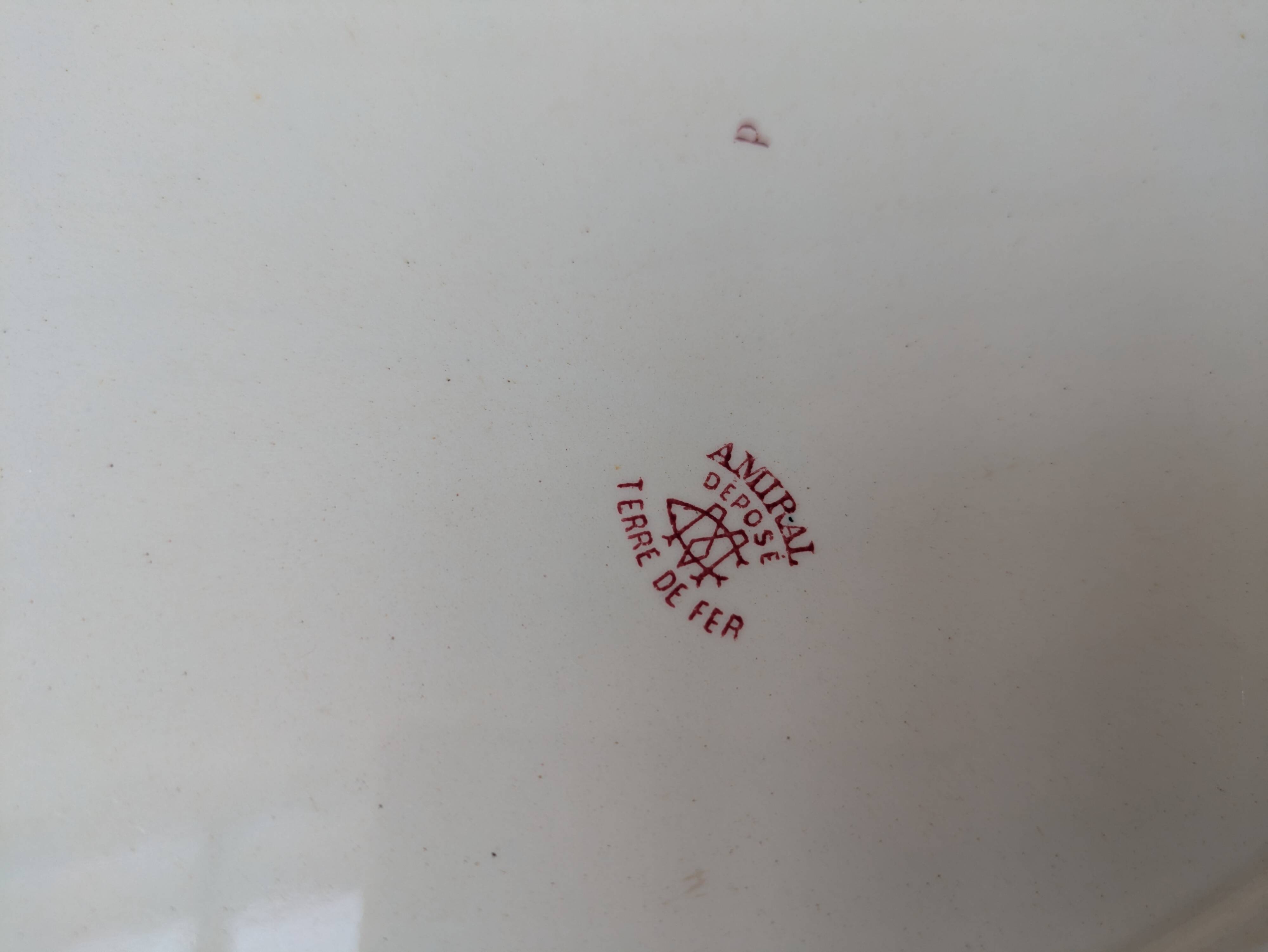 Old oval serving dish, Amiral Creil and Montereau Terre de Fer model