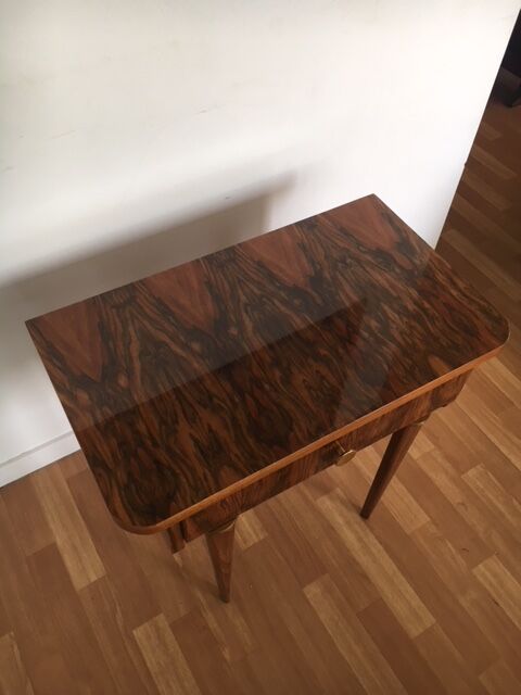 Walnut and brass bedside table