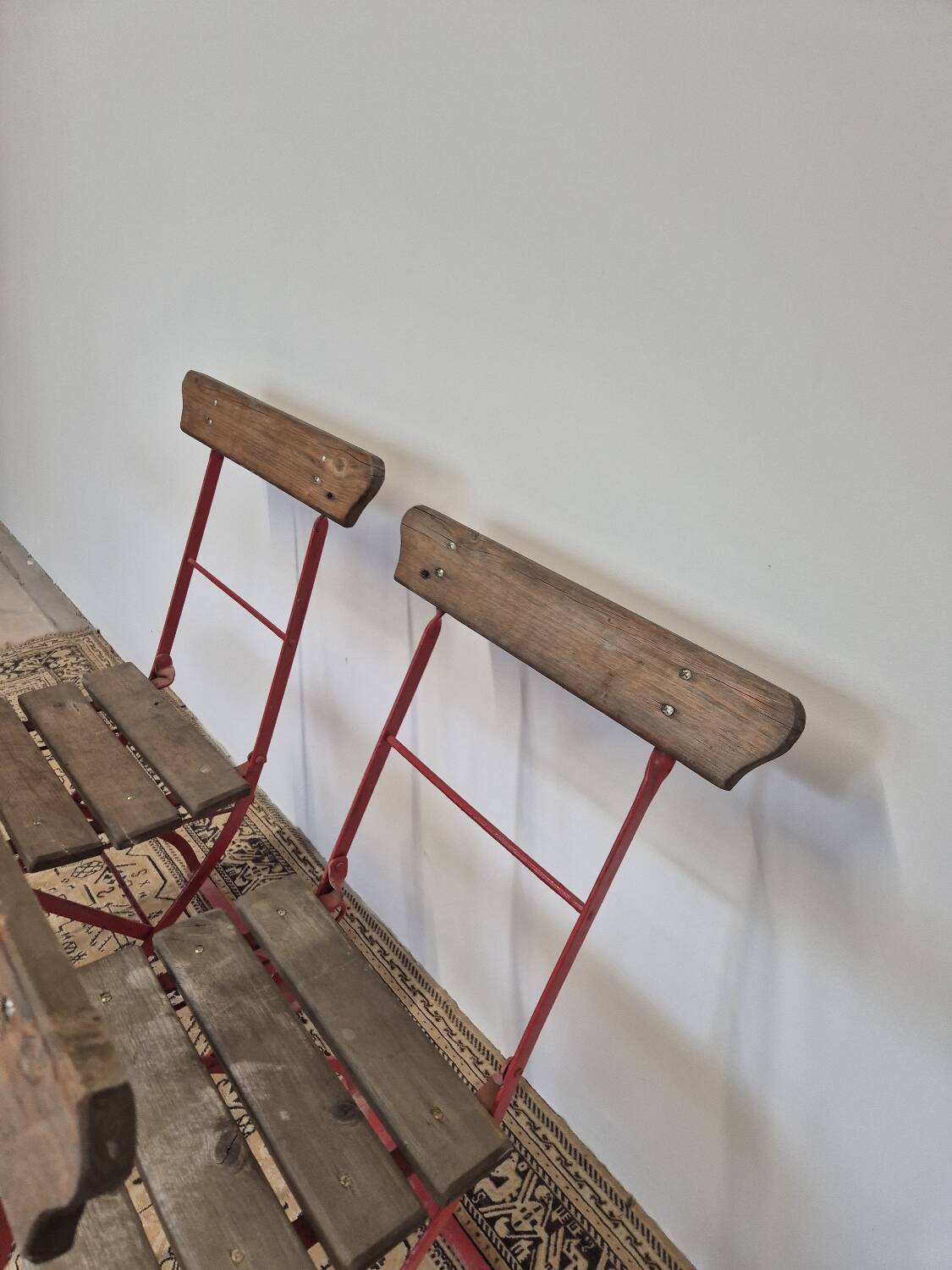 Set of 4 folding chairs for old bistro, guinguette, brasserie