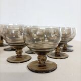 Smoked glass glasses and carafe from the 60s and 70s