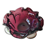 Empty pocket corolla/floral shape, in blown Murano Art glass. Vintage 70s. Purple tones