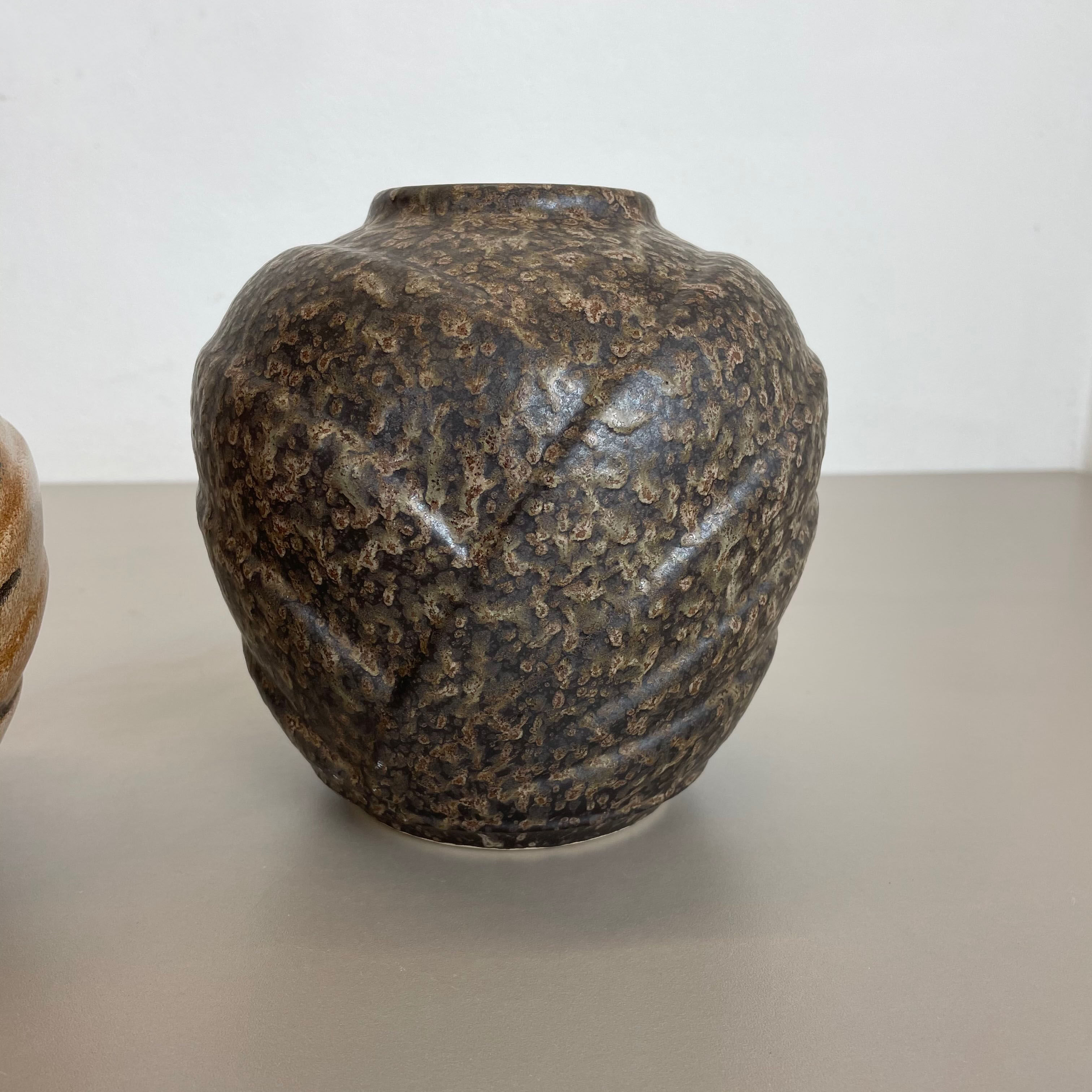 Set of 2 Multi-Color Fat Lava Op Art Pottery Vase Made Bay Ceramics, Germany