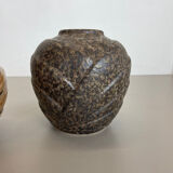 Set of 2 Multi-Color Fat Lava Op Art Pottery Vase Made Bay Ceramics, Germany