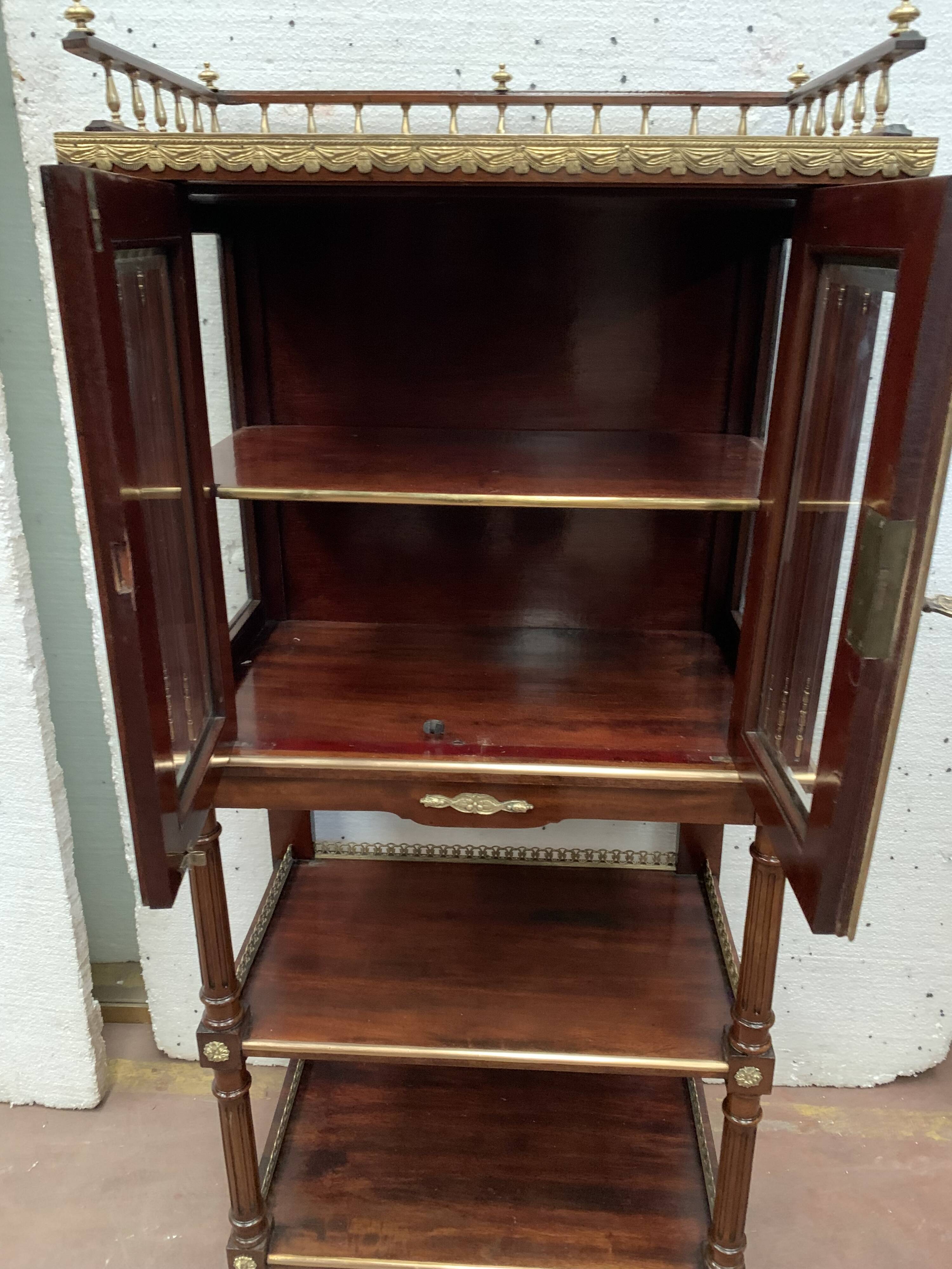 Napoleon III louis XVI style mahogany window and nineteenth century bronze gallery