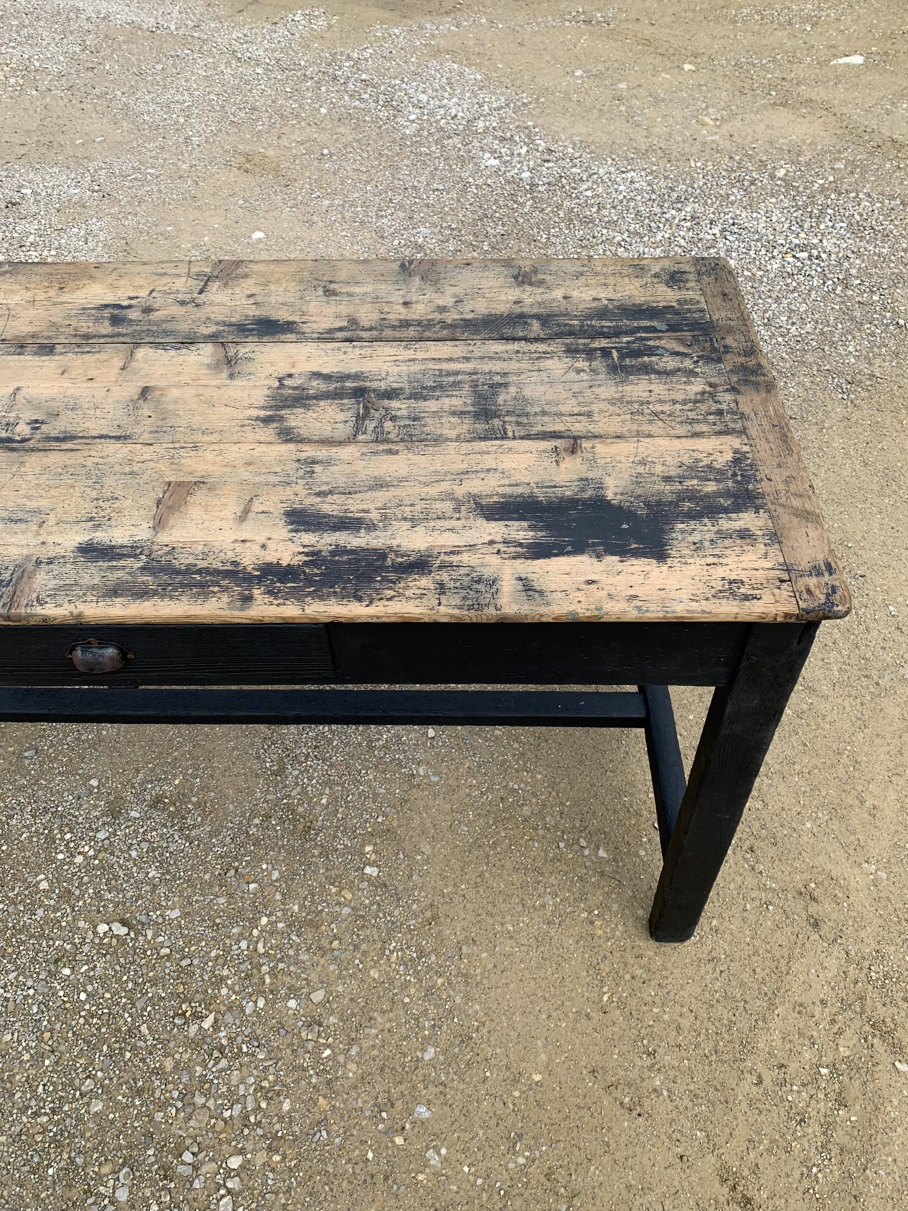 Old black wooden farmtable