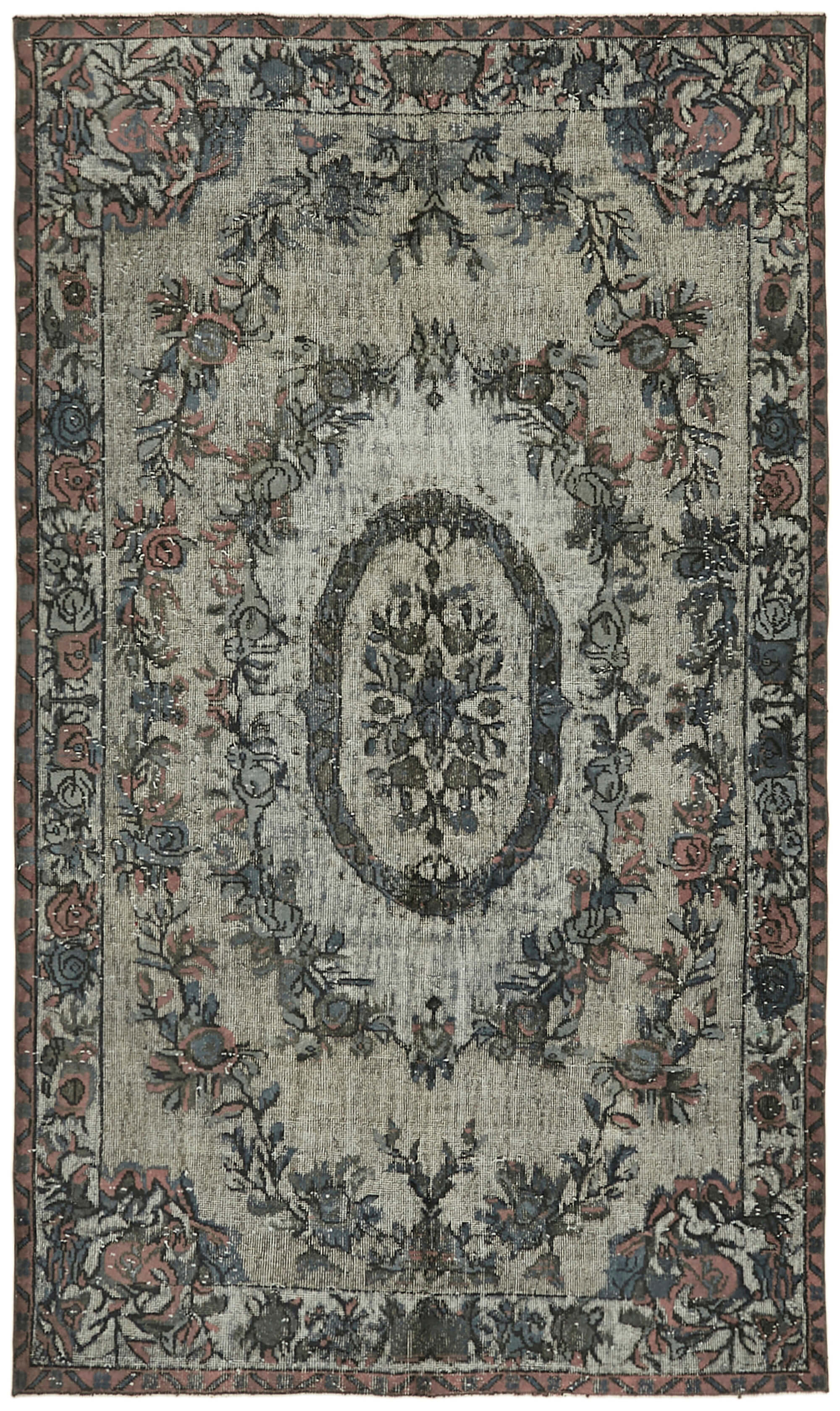 Handmade hi-low pile anatolian 1980s 173 cm x 284 cm grey rug